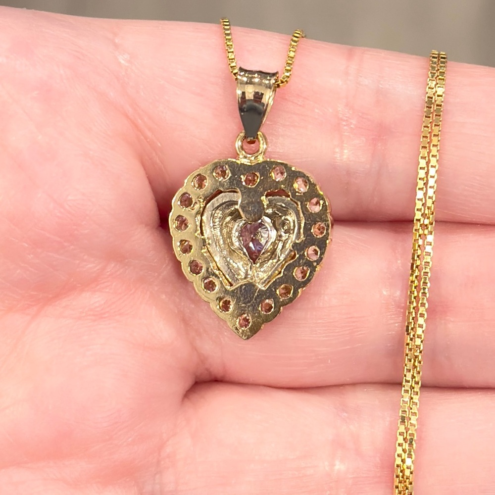 Elegant Gold and Silver Heart Pendant Necklace - Picture 12 of 15